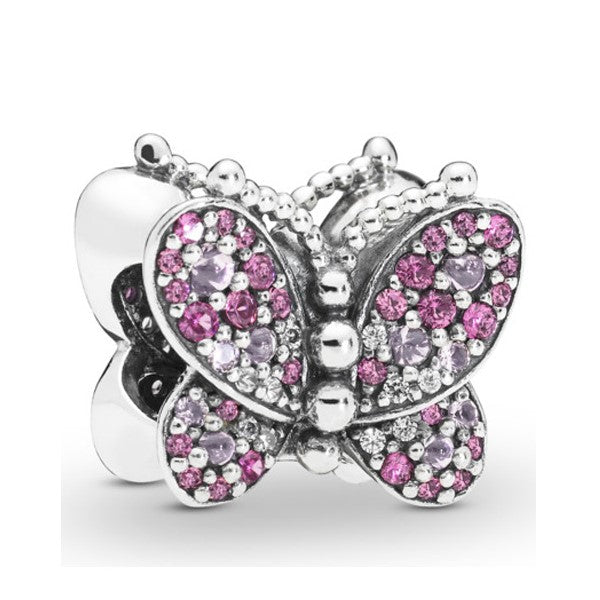 Sparkling Butterfly Charm - Pink