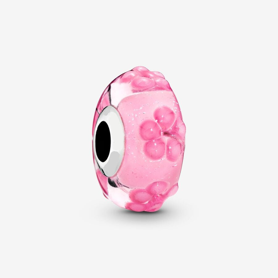 Pink Flower Murano Glass Charm