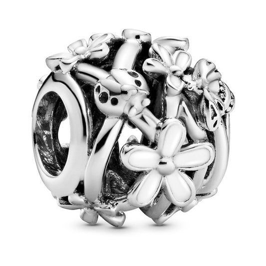 Openwork White Daisy Flower Charm