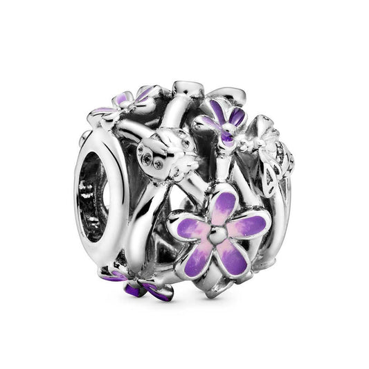 Openwork Purple Daisy Flower Charm