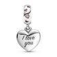 Mom Script Heart Enamel & Crystal Dangle Charm