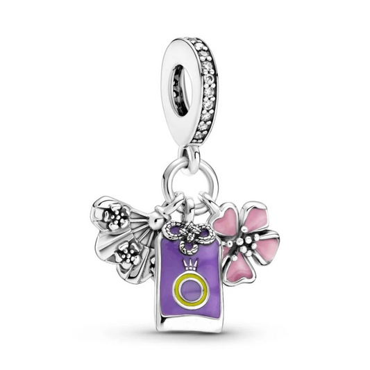 Japanese Sakura, Omamori & Fan Dangle Triple Dangle Charm