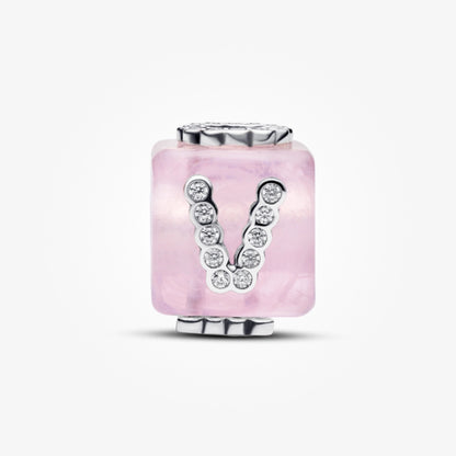 Pink Murano Glass Love Cube Charm