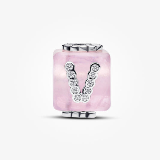 Pink Murano Glass Love Cube Charm
