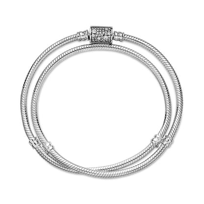 Double Wrap Barrel Clasp Snake Chain Bracelet