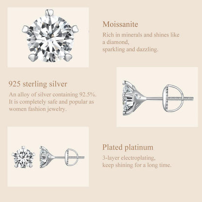 Heart Prong Moissanite Stud Earrings - 1ct