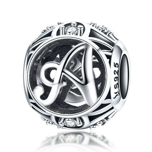 Alphabet Script Charm with Clear Zirconia