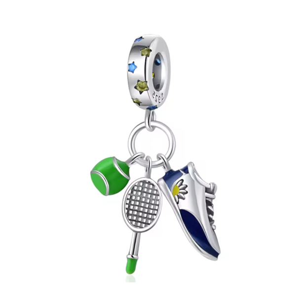 Tennis Ball, Tennis Racket & Sneaker Triple Dangle Charm