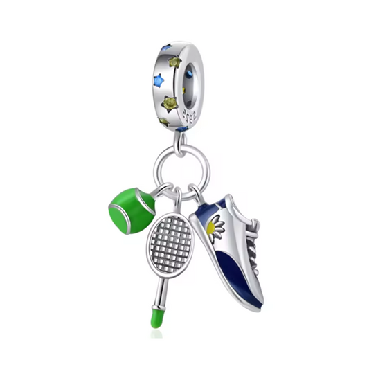 Tennis Ball, Tennis Racket & Sneaker Triple Dangle Charm