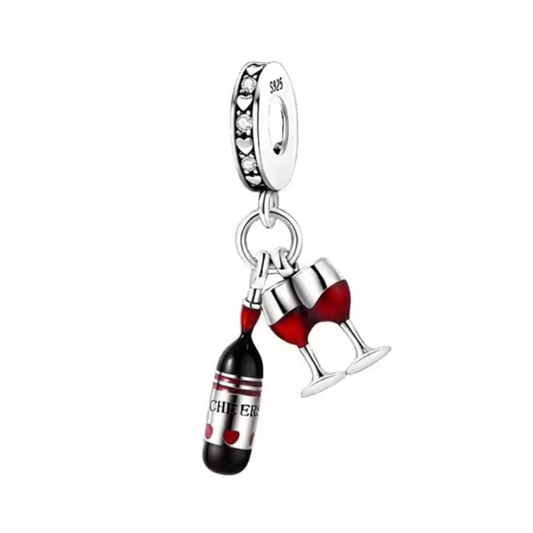 Wine & Glasses Double Dangle Charm