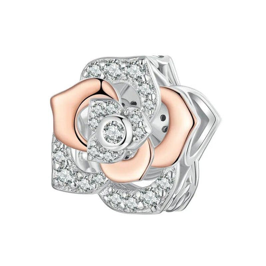 Flower Bead Charm With Rose Gold Plating