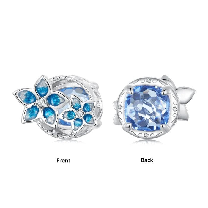 Blue Enamel Flower Stone Charm