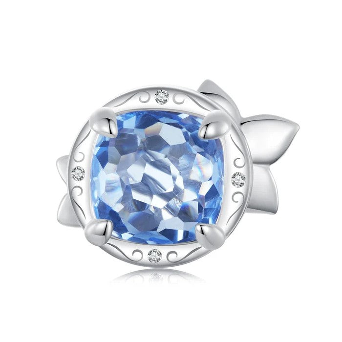 Blue Enamel Flower Stone Charm