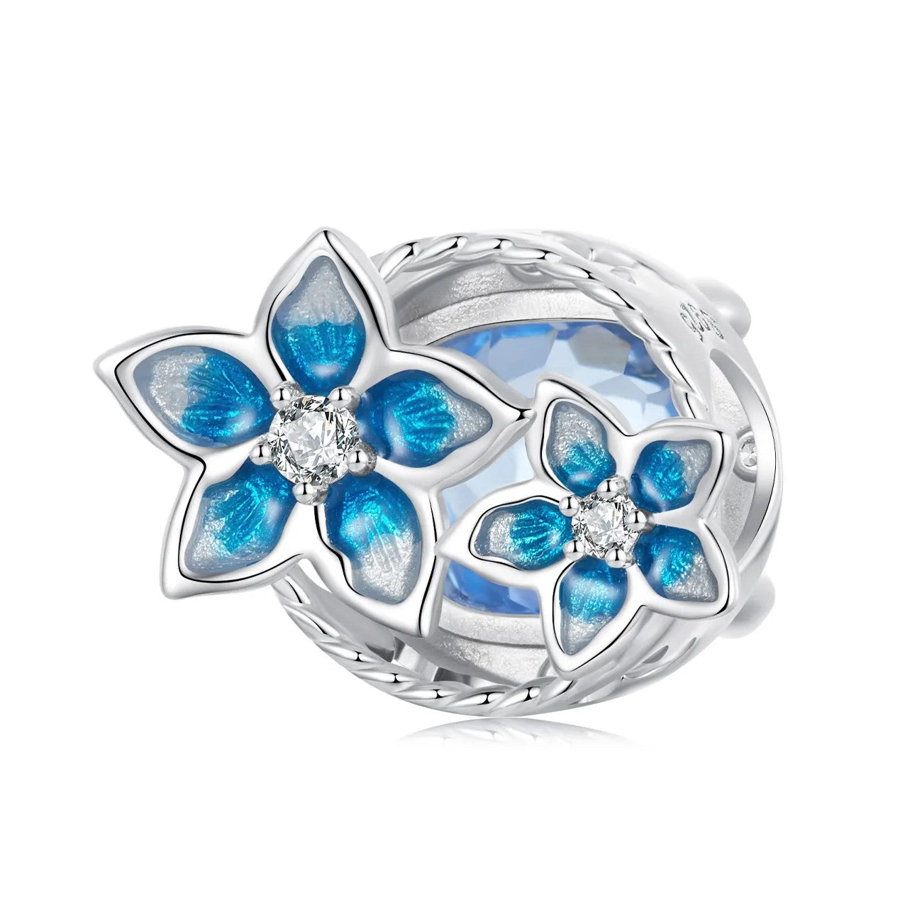 Blue Enamel Flower Stone Charm