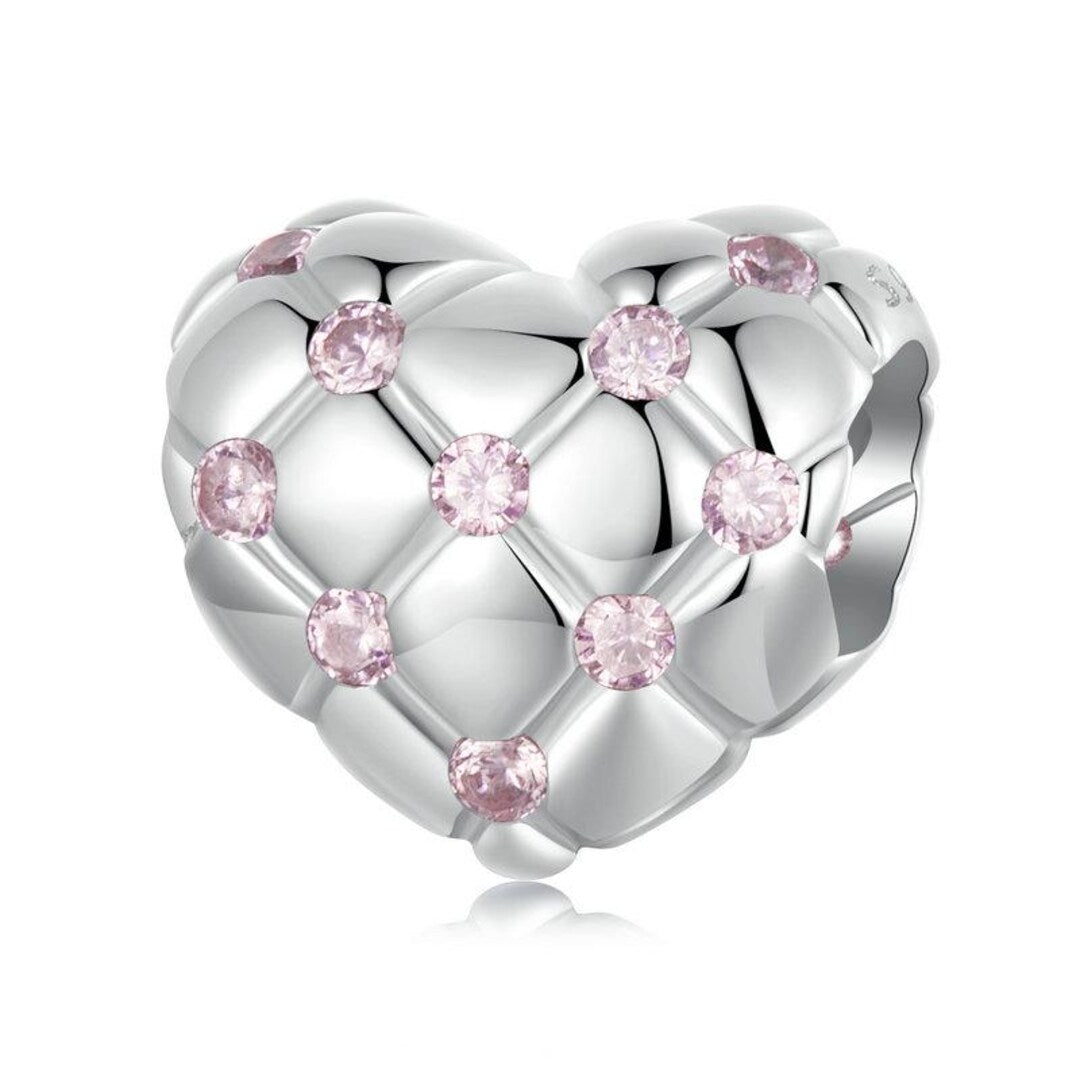 Sparkling Heart Charm - Pink