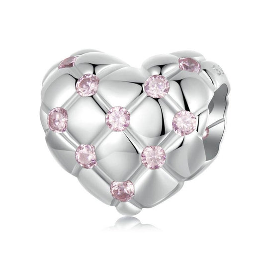 Sparkling Heart Charm - Pink