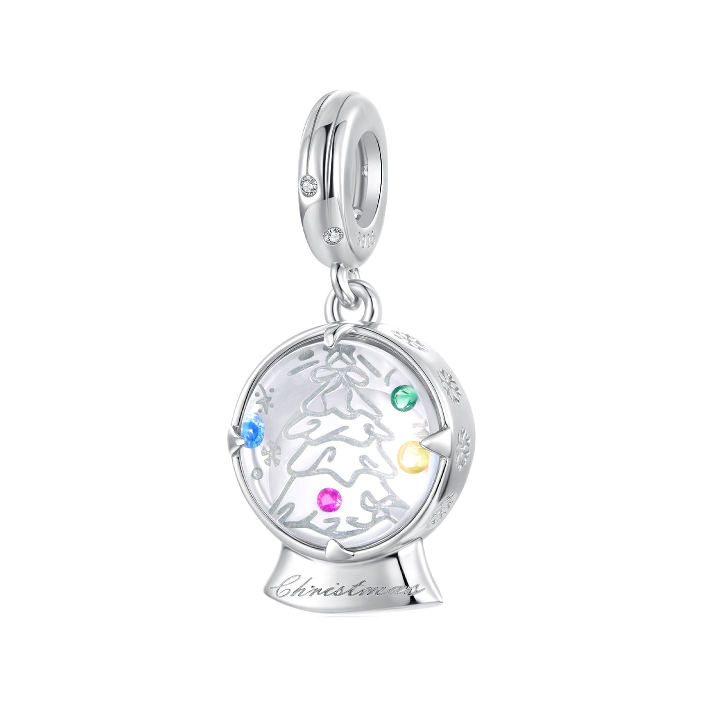 Snow Globe Christmas Tree Dangle Charm