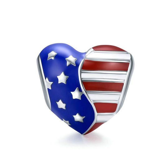 American Flag Heart Charm