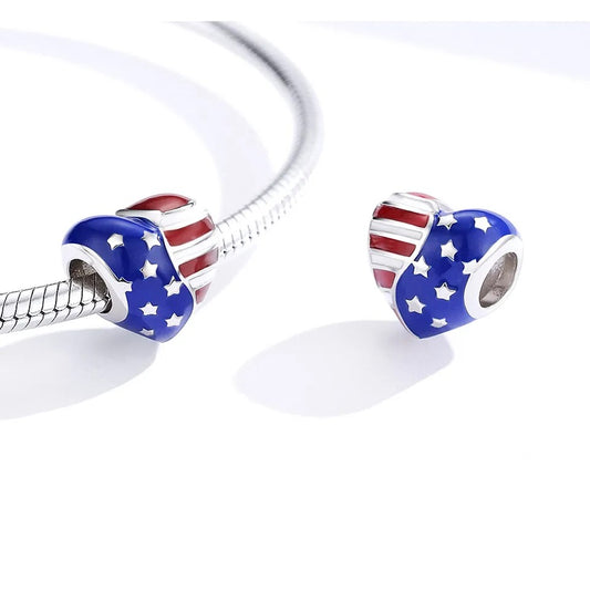 American Flag Heart Charm