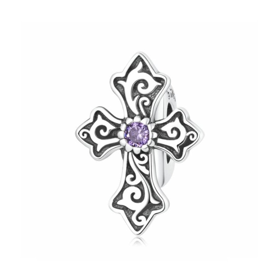 Vintage Pattern Cross Stopper Charm