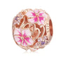 Openwork Pink & Purple Flower Charm - Rose Gold