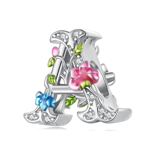 Alphabet Bead Charm - Flowers