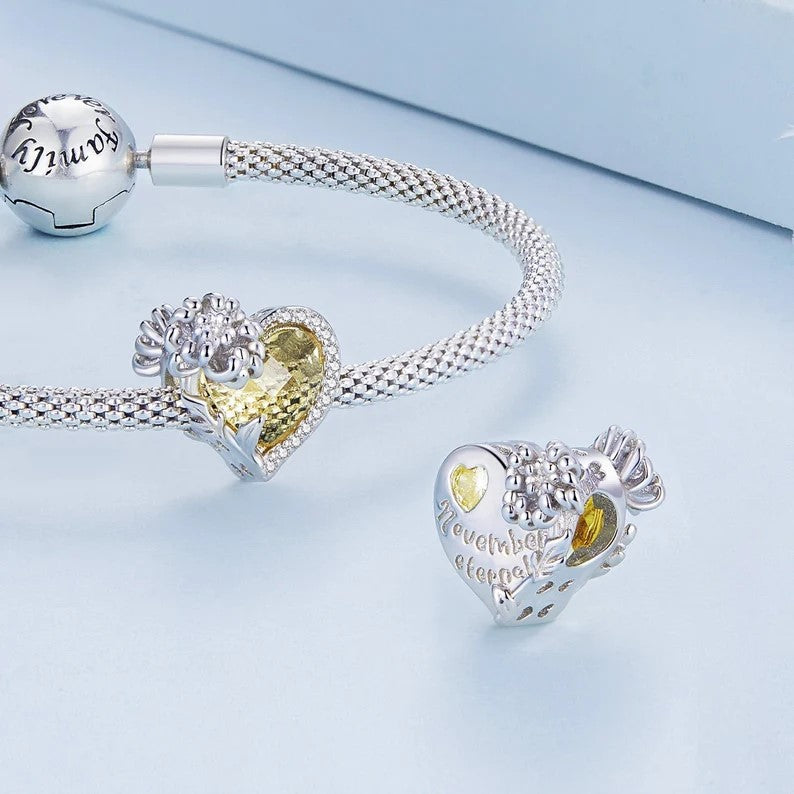 Heart Shape Birthstone Charm Beads