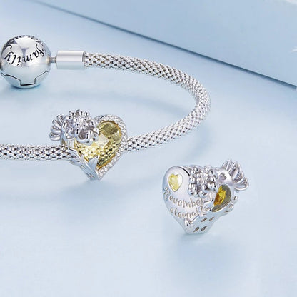 Heart Shape Birthstone Charm Beads