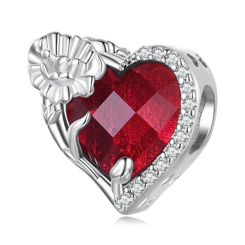 Heart Shape Birthstone Charm Beads