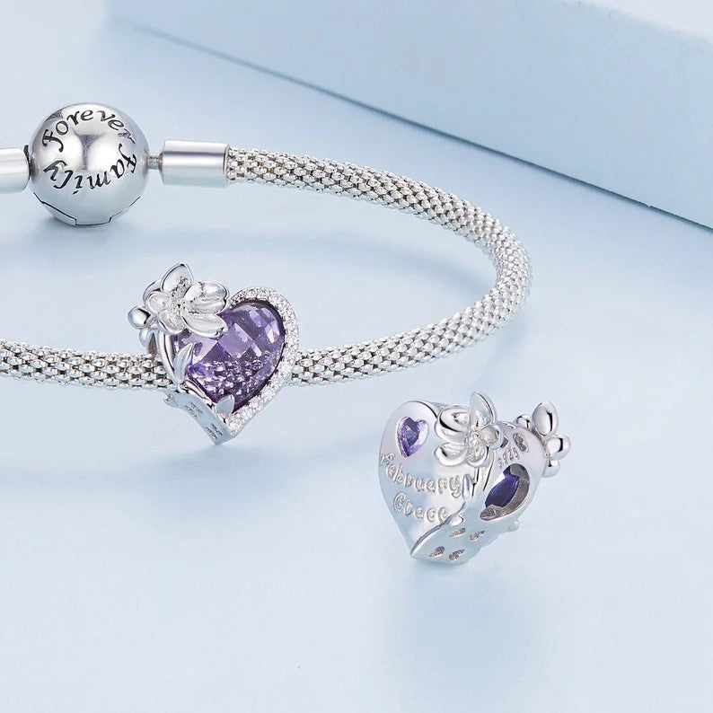 Heart Shape Birthstone Charm Beads