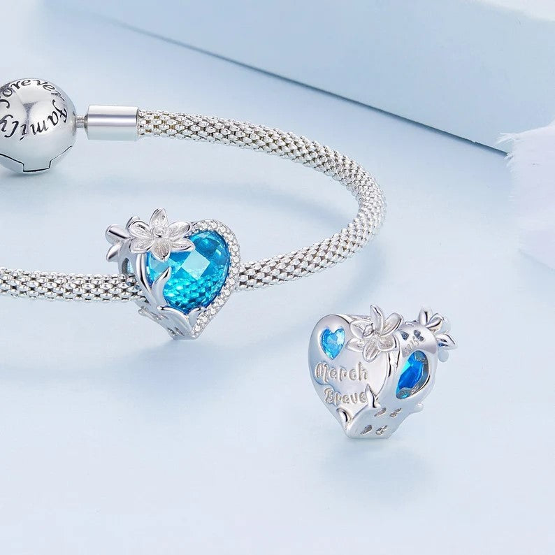 Heart Shape Birthstone Charm Beads