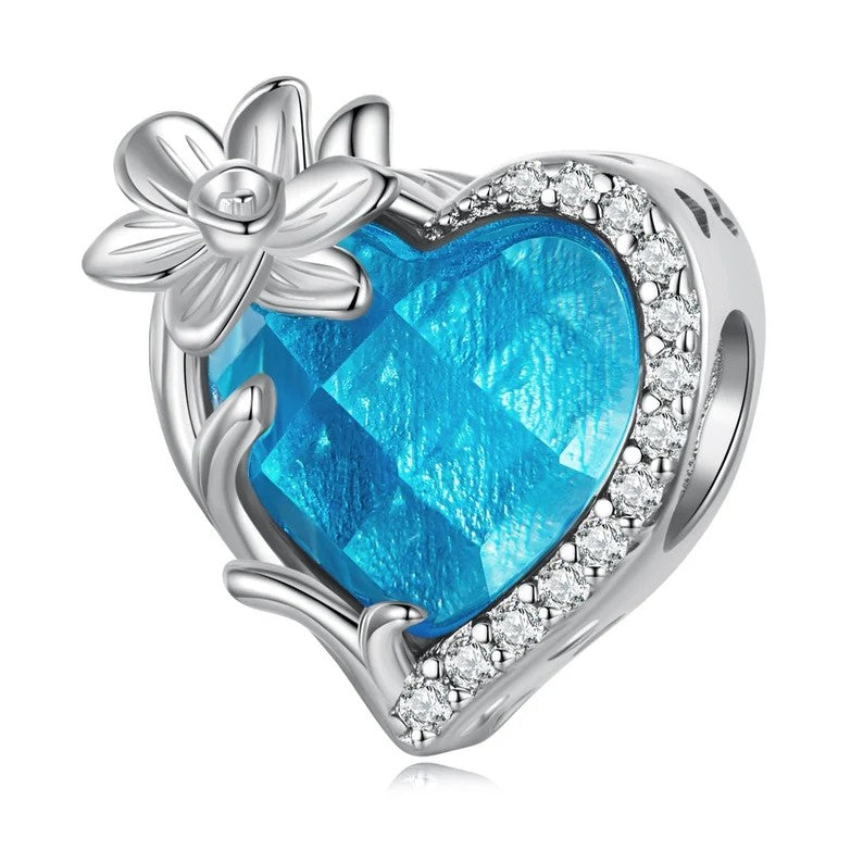 Heart Shape Birthstone Charm Beads