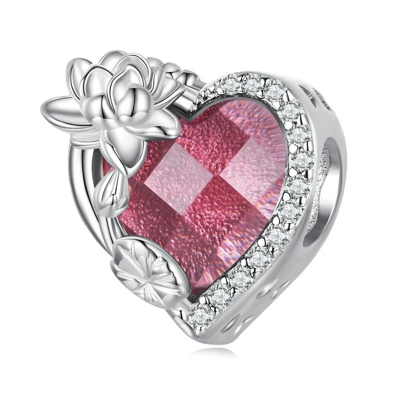 Heart Shape Birthstone Charm Beads