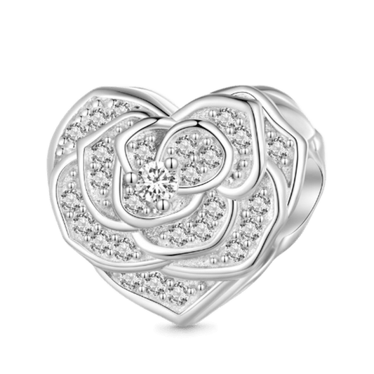 Rose Flower Heart Charm