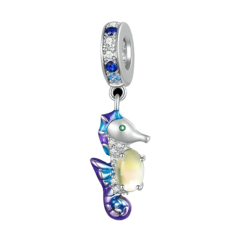 Seahorse Embraces Moonstone Dangle Charm