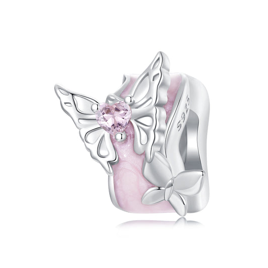 Pink Butterfly Stopper Charm