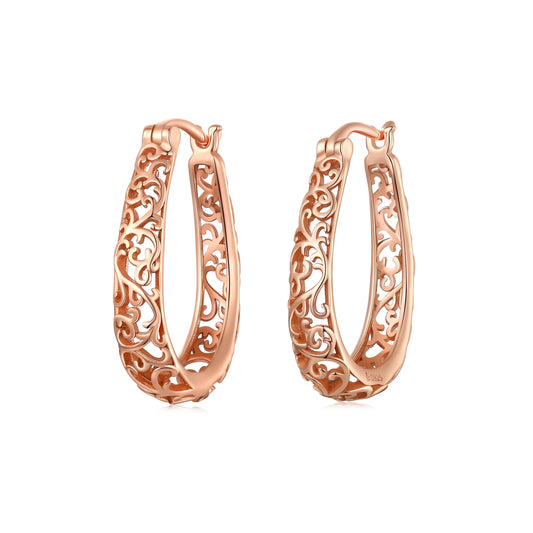 Vintage Vine Hoop Earrings - Copper
