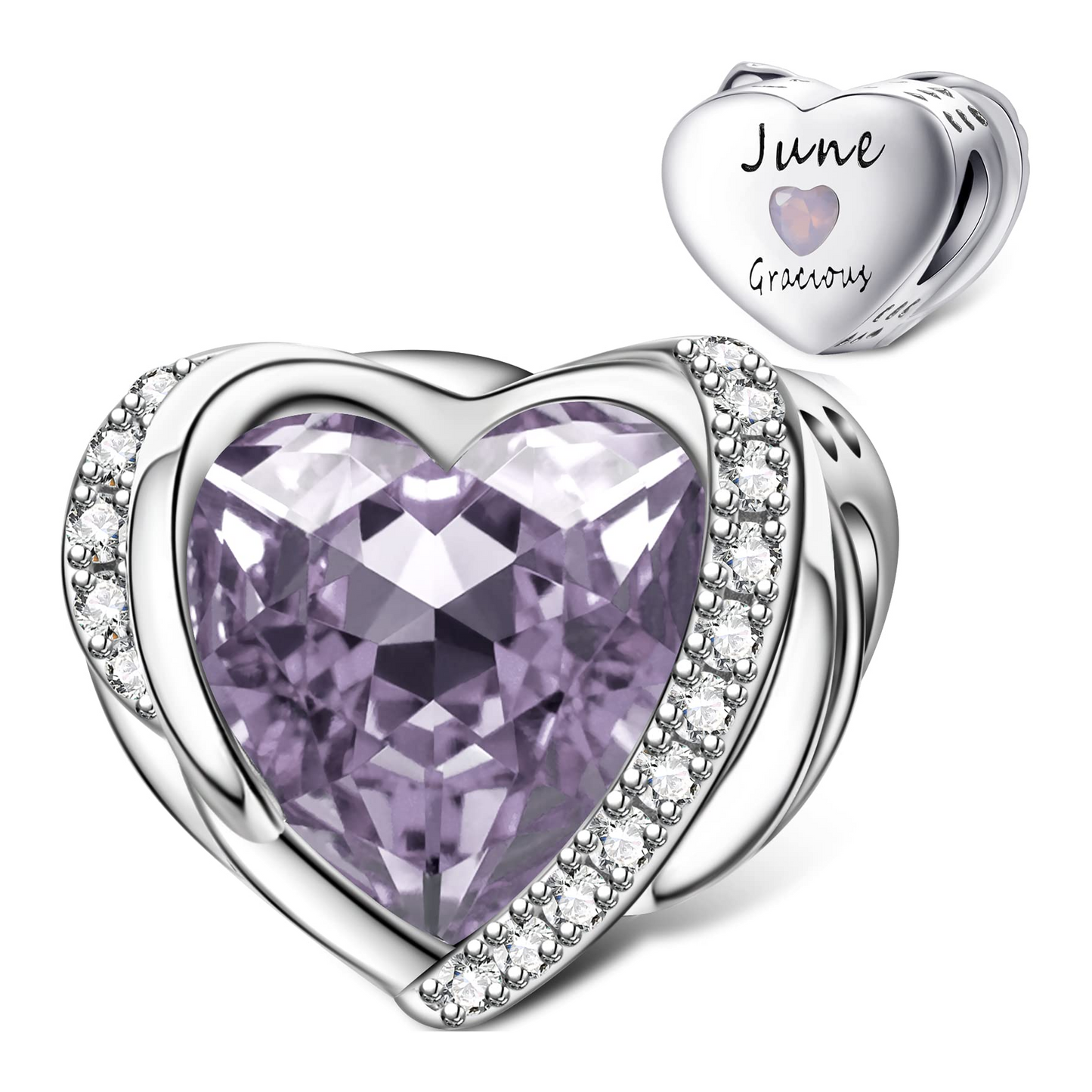 Heart Shape Birthstone Charm