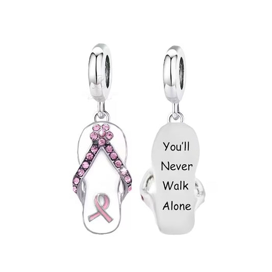 Breast Cancer Awareness Flip-Flop Dangle Charm