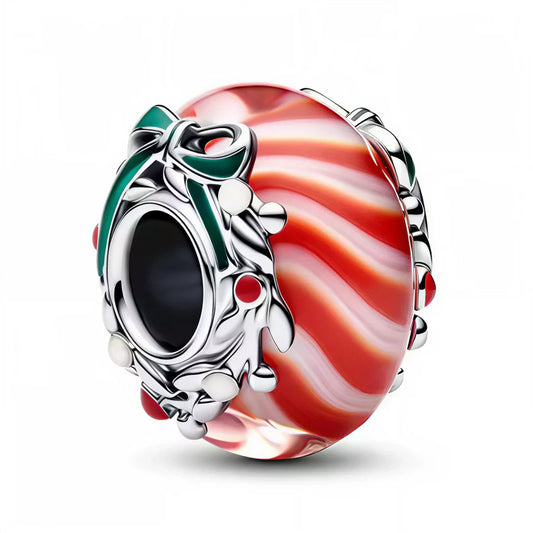 Christmas Candy Cane Glass Charm