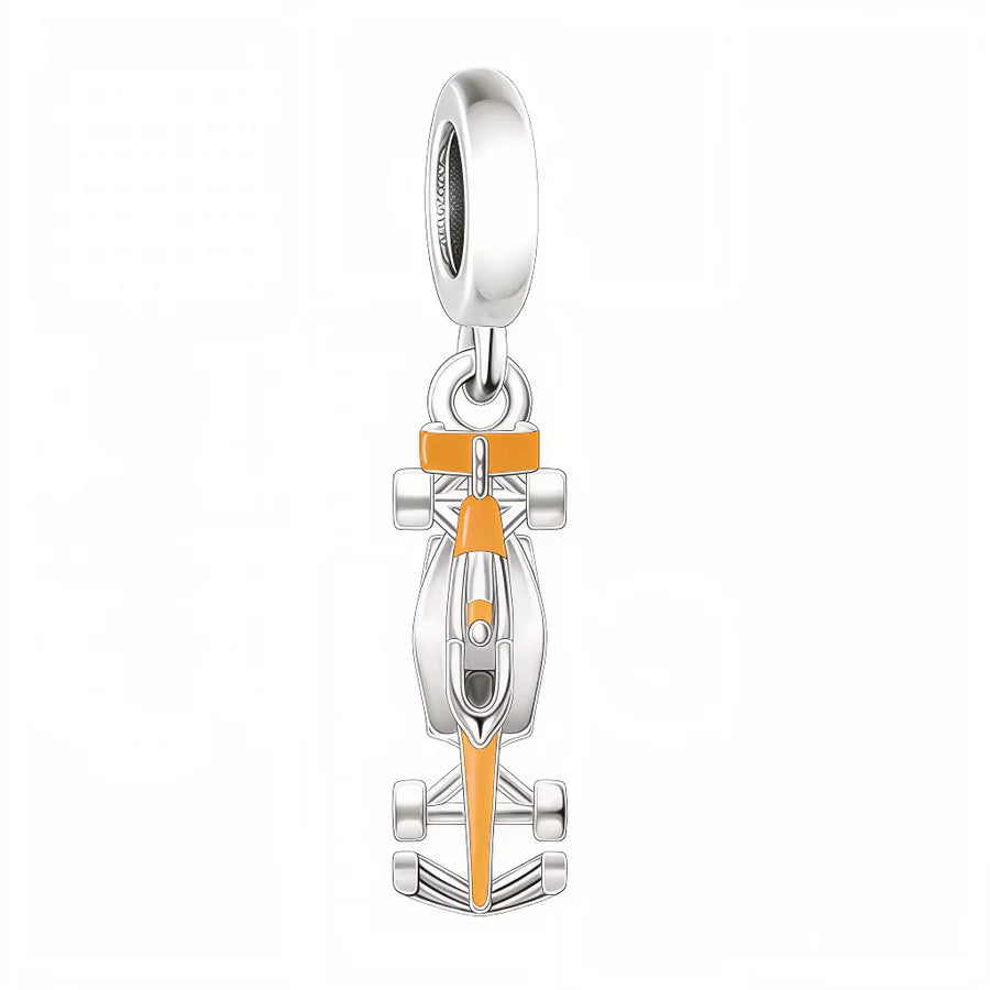 Race Car Dangle Charm - F1 Orange
