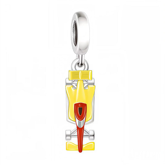Race Car Dangle Charm - F1 Yellow