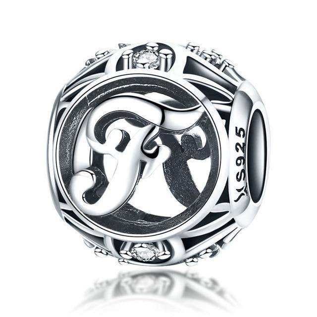 Alphabet Script Charm with Clear Zirconia