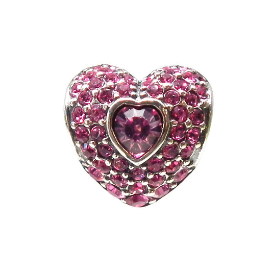 Heart With Pink Stones Charm