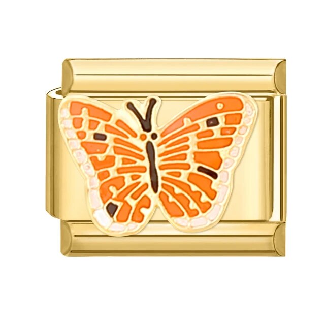 Orange Butterfly Link - Gold