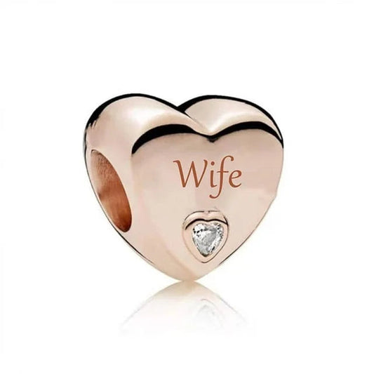 Wife Heart Charm - Rose