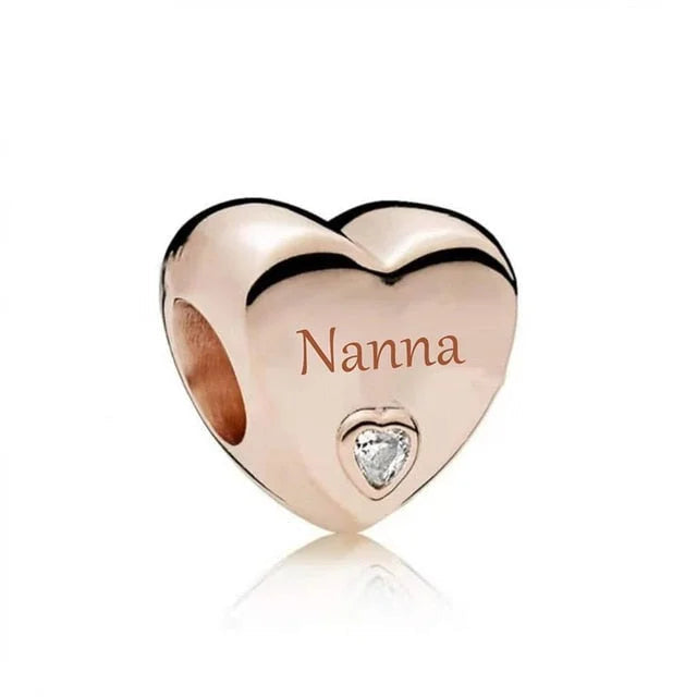 Nanna Heart Charm - Rose