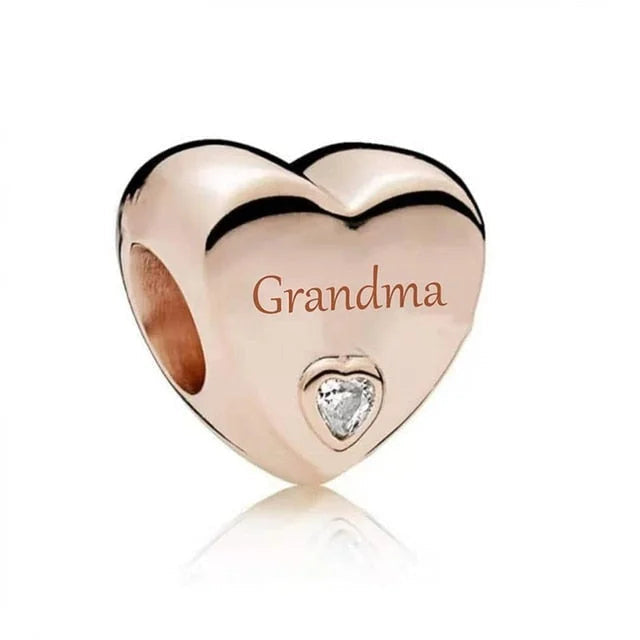 Grandma Heart Charm - Rose