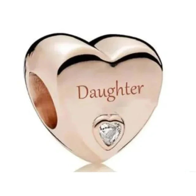 Daughter Heart Charm - Rose