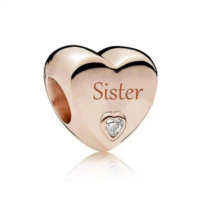 Sister Heart Charm - Rose